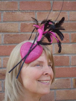 pink heart-shaped sinamay fascinator